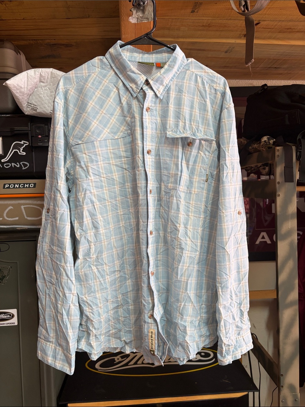 Howler Brothers Light Blue and White Plaid Button-Down Shirt